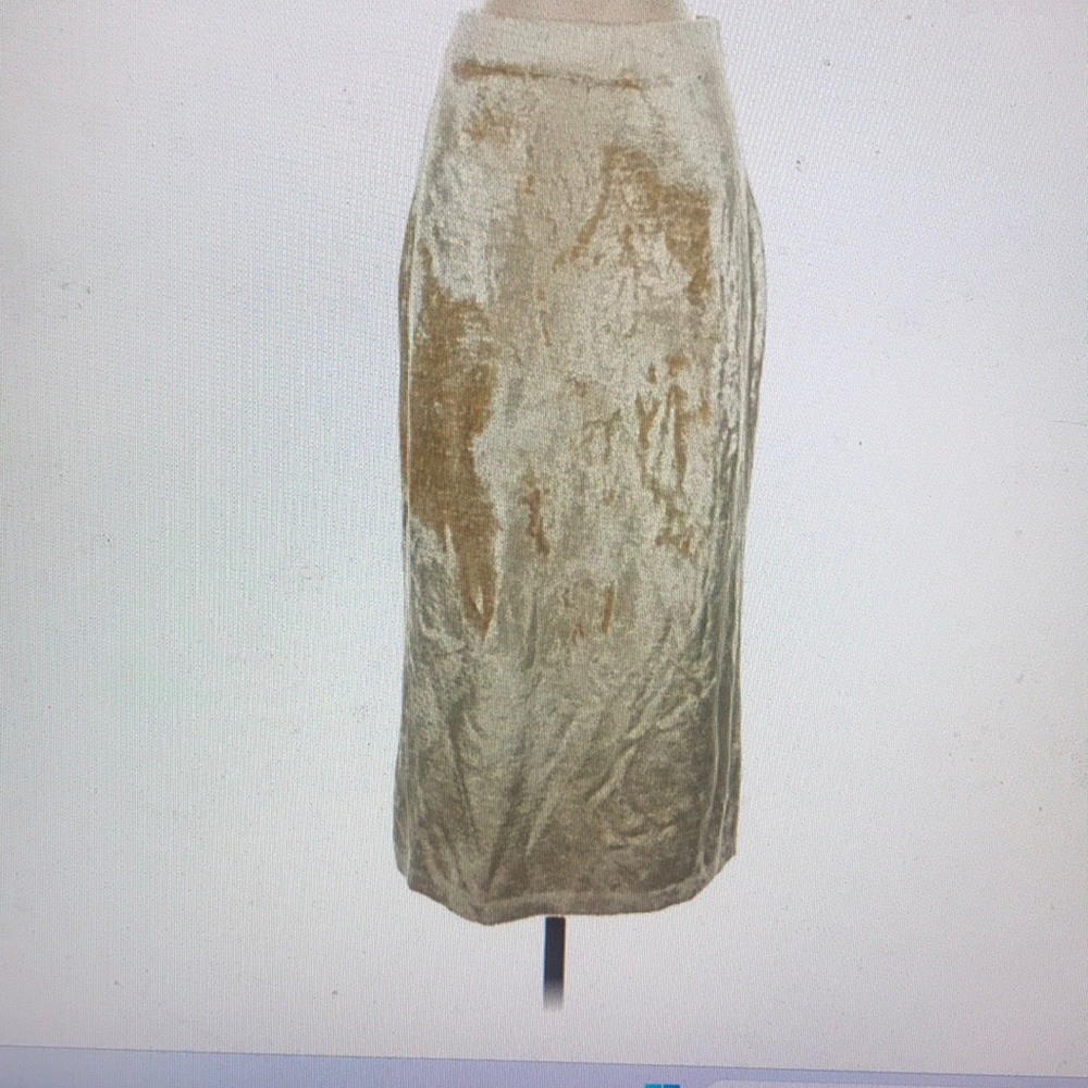 Vince Panne Velvet Pencil Skirt in Light Gold